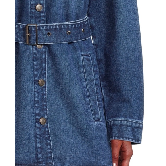 🆕 Women’s Belted Blue Denim Jean Jacket XL 16 18 NWT Time and Tru New! - Picture 3 of 10
